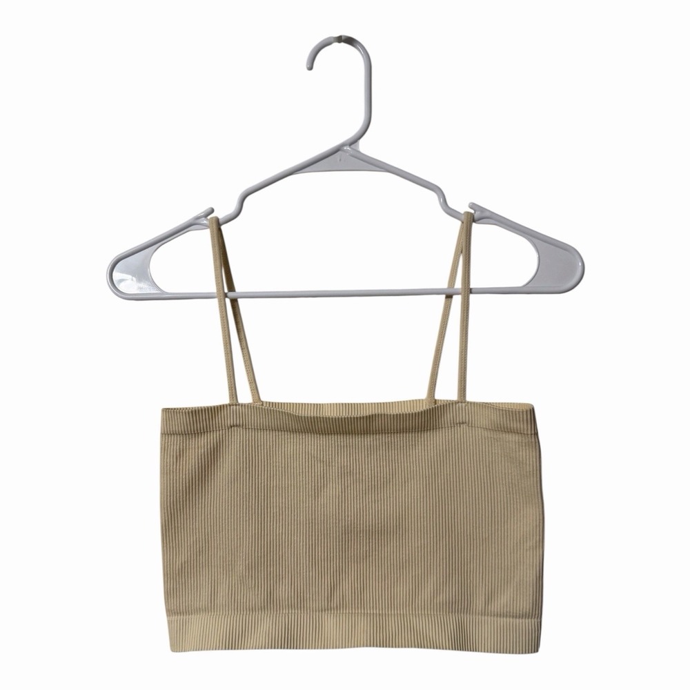 Out From Under Urban Outfitters Ribbed Seamless Cropped Cami Tank Top Beige M/L